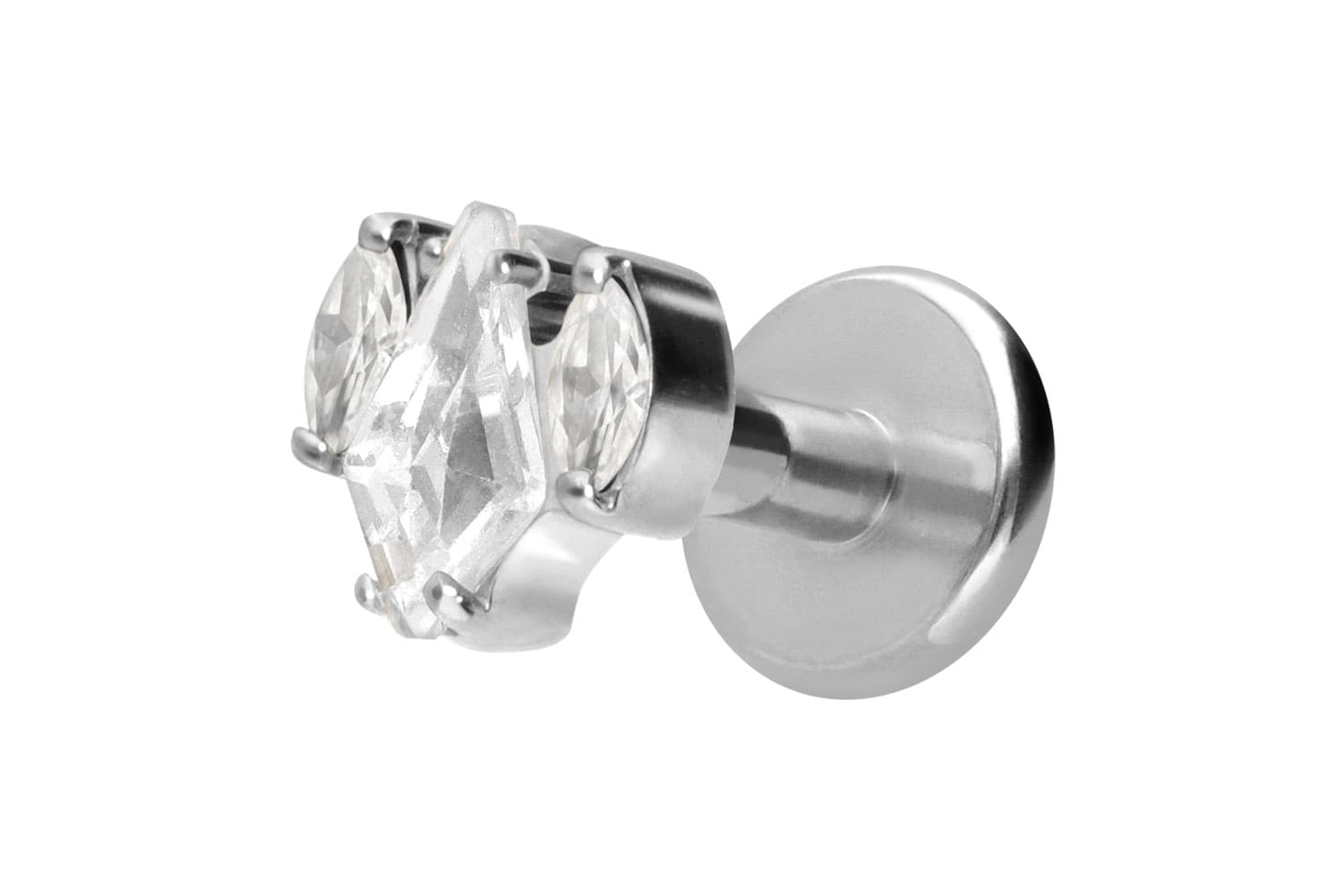 Titan Labret Piercing mit Innengewinde KRISTALLSCHILD + KRISTALLOVALE